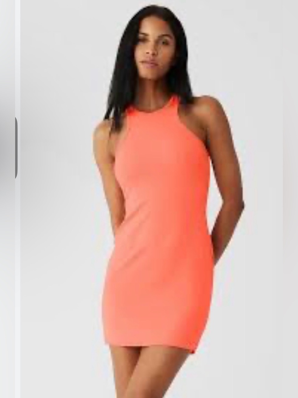 ALO Yoga Goddess Ribbed Go To Dress S coral